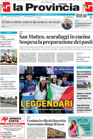 Prima pagina La Provincia Pavese di oggi - Quotidiano regionale