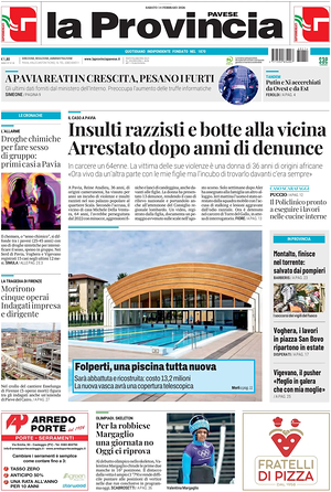 Prima pagina La Provincia Pavese di oggi - Quotidiano regionale