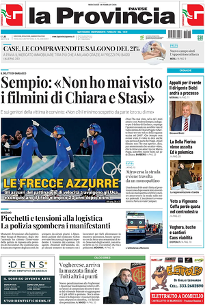 Prima pagina La Provincia Pavese di oggi - Quotidiano regionale