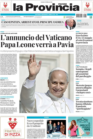 Prima pagina La Provincia Pavese di oggi - Quotidiano regionale