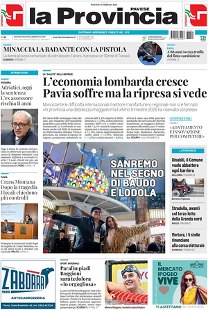 Prima pagina La Provincia Pavese di oggi - Quotidiano regionale