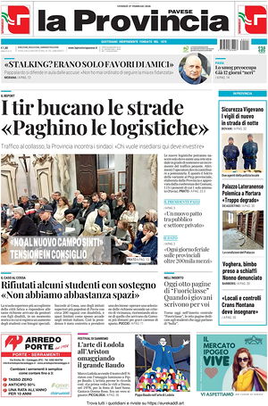 Prima pagina La Provincia Pavese di oggi - Quotidiano regionale