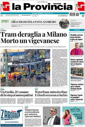 Prima pagina La Provincia Pavese di oggi - Quotidiano regionale