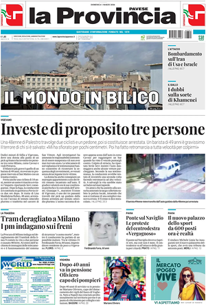 Prima pagina La Provincia Pavese di oggi - Quotidiano regionale