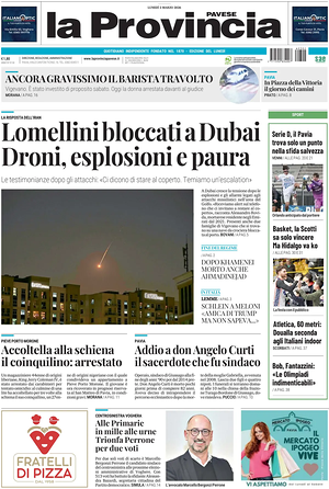 Prima pagina La Provincia Pavese di oggi - Quotidiano regionale