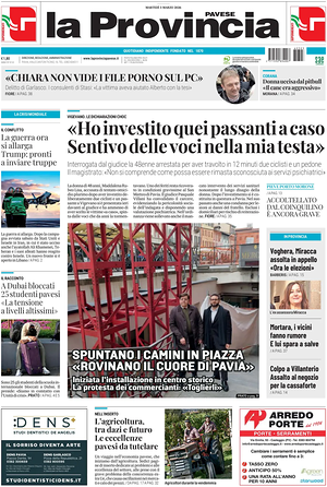 Prima pagina La Provincia Pavese di oggi - Quotidiano regionale