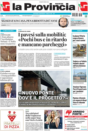 Prima pagina La Provincia Pavese di oggi - Quotidiano regionale