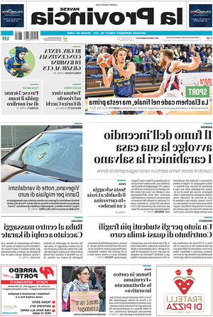 Prima pagina La Provincia Pavese di oggi - Quotidiano regionale
