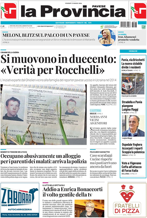 Prima pagina La Provincia Pavese di oggi - Quotidiano regionale