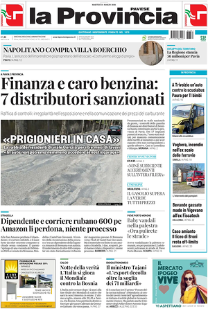 Prima pagina La Provincia Pavese di oggi - Quotidiano regionale