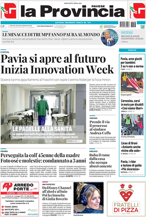 Prima pagina La Provincia Pavese di oggi - Quotidiano regionale