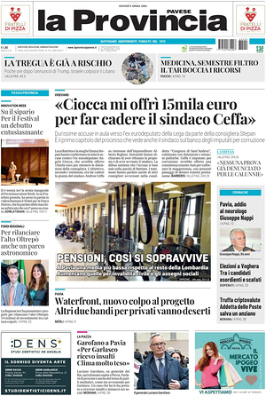 Prima pagina La Provincia Pavese di oggi - Quotidiano regionale
