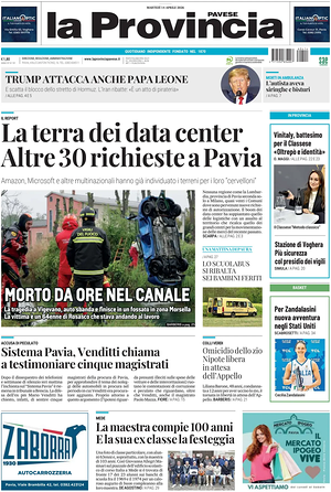 Prima pagina La Provincia Pavese di oggi - Quotidiano regionale