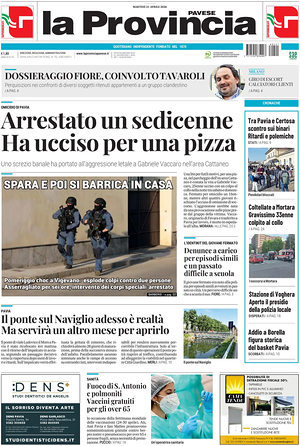 Prima pagina La Provincia Pavese di oggi - Quotidiano regionale
