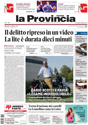 Prima pagina La Provincia Pavese di oggi - Quotidiano regionale