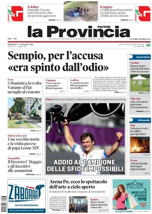 Prima pagina La Provincia Pavese di oggi - Quotidiano regionale