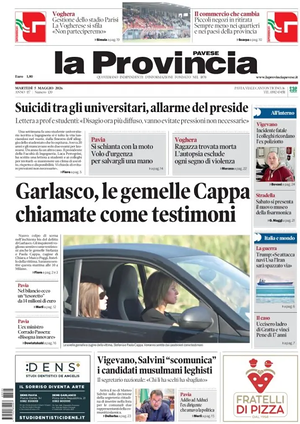 Prima pagina La Provincia Pavese di oggi - Quotidiano regionale