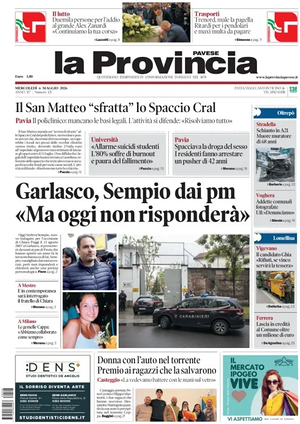 Prima pagina La Provincia Pavese di oggi - Quotidiano regionale