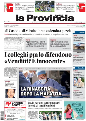 Prima pagina La Provincia Pavese di oggi - Quotidiano regionale