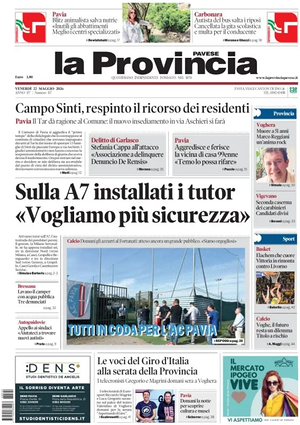Prima pagina La Provincia Pavese di oggi - Quotidiano regionale