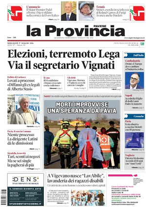 Prima pagina La Provincia Pavese di oggi - Quotidiano regionale