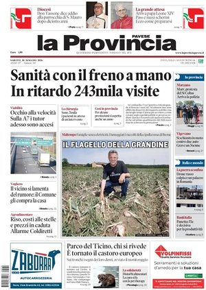 Prima pagina La Provincia Pavese di oggi - Quotidiano regionale
