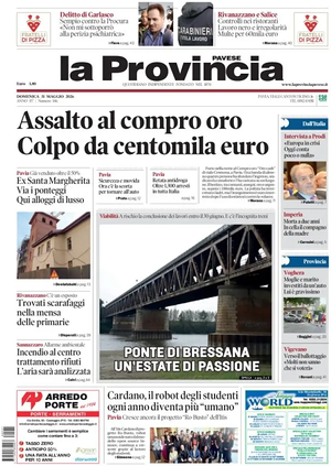 Prima pagina La Provincia Pavese di oggi - Quotidiano regionale