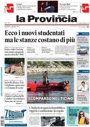 Prima pagina La Provincia Pavese di oggi - Quotidiano regionale