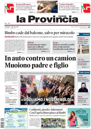 Prima pagina La Provincia Pavese di oggi - Quotidiano regionale