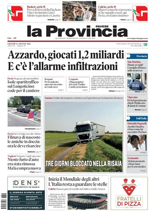 Prima pagina La Provincia Pavese di oggi - Quotidiano regionale