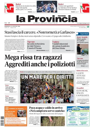 Prima pagina La Provincia Pavese di oggi - Quotidiano regionale