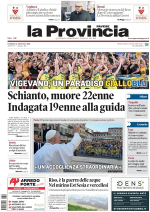 Prima pagina La Provincia Pavese di oggi - Quotidiano regionale