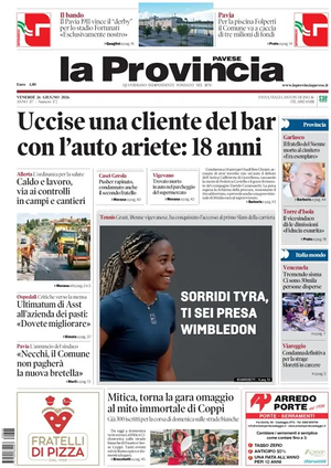 Prima pagina La Provincia Pavese di oggi - Quotidiano regionale