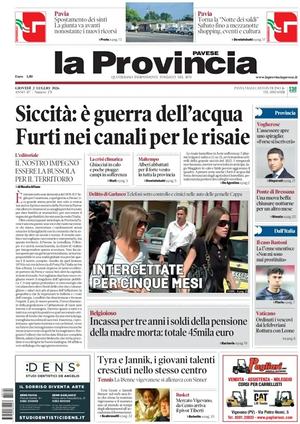 Prima pagina La Provincia Pavese di oggi - Quotidiano regionale