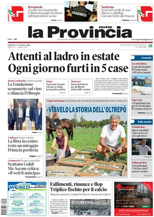 Prima pagina La Provincia Pavese di oggi - Quotidiano regionale