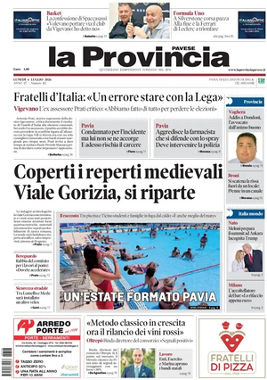 Prima pagina La Provincia Pavese di oggi - Quotidiano regionale
