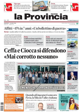 Prima pagina La Provincia Pavese di oggi - Quotidiano regionale