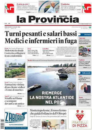 Prima pagina La Provincia Pavese di oggi - Quotidiano regionale