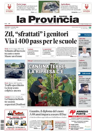 Prima pagina La Provincia Pavese di oggi - Quotidiano regionale