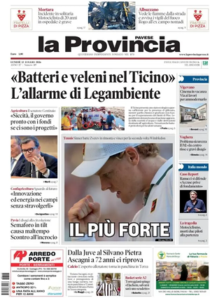 Prima pagina La Provincia Pavese di oggi - Quotidiano regionale