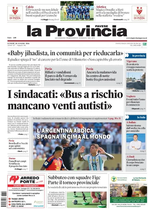 Prima pagina La Provincia Pavese di oggi - Quotidiano regionale