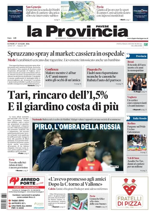 Prima pagina La Provincia Pavese di oggi - Quotidiano regionale