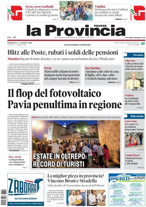 Prima pagina La Provincia Pavese di oggi - Quotidiano regionale