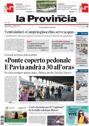 Prima pagina La Provincia Pavese di oggi - Quotidiano regionale