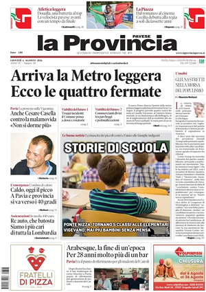 Prima pagina La Provincia Pavese di oggi - Quotidiano regionale
