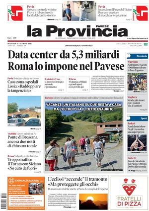 Prima pagina La Provincia Pavese di oggi - Quotidiano regionale
