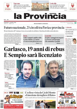 Prima pagina La Provincia Pavese di oggi - Quotidiano regionale