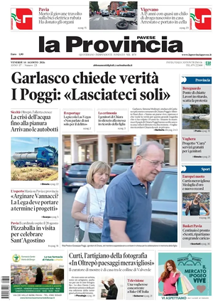 Prima pagina La Provincia Pavese di oggi - Quotidiano regionale
