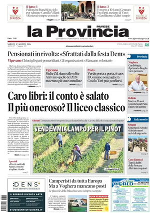 Prima pagina La Provincia Pavese di oggi - Quotidiano regionale