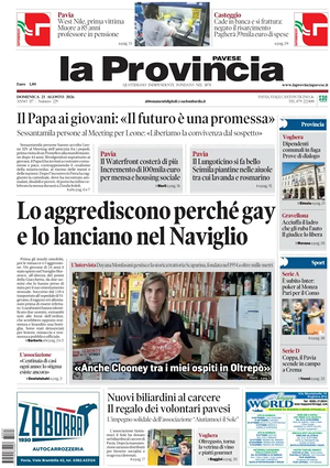 Prima pagina La Provincia Pavese di oggi - Quotidiano regionale